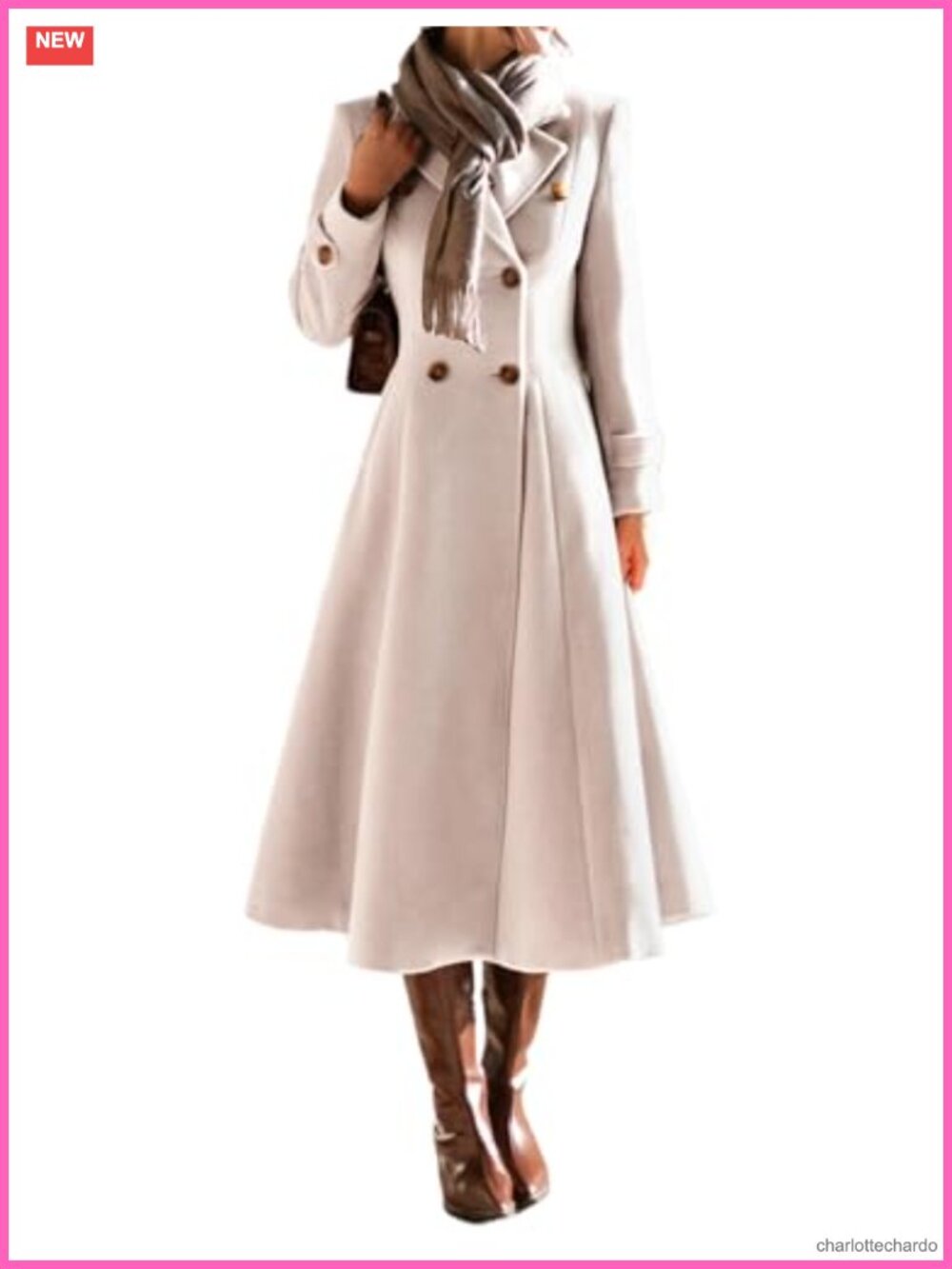 Womens Long Double Breasted Wool Peacoat